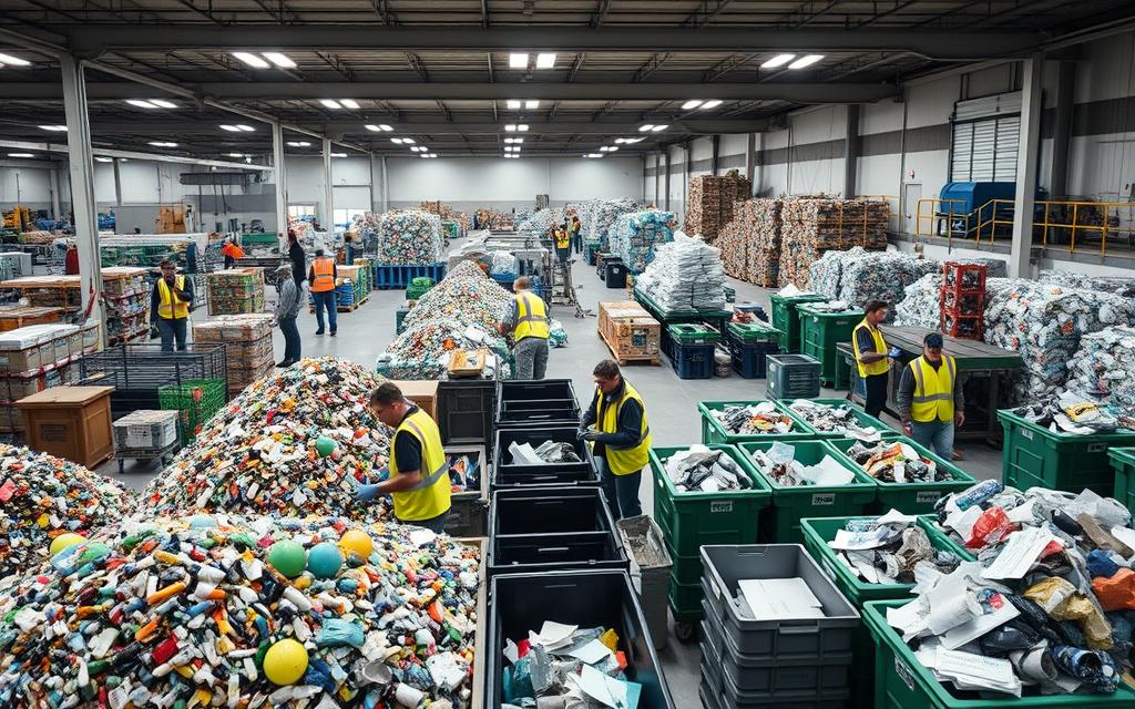 material sorting at recycling centre