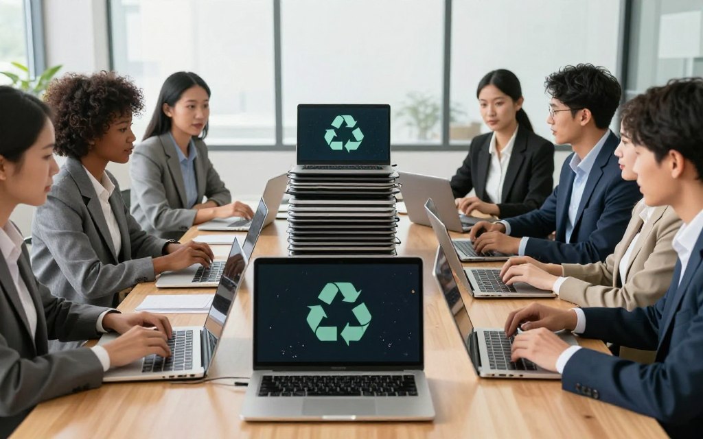 Business laptops grouped for nationwide e-waste pickup Business laptops grouped for nationwide e-waste pickup